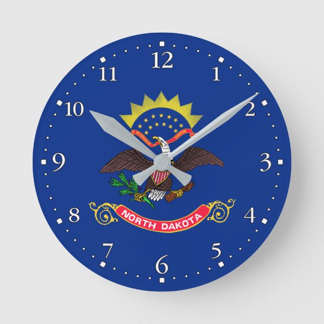 North Dakota State Flag Round Clock (Front)