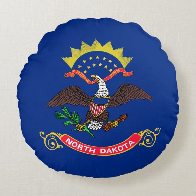 North Dakota State Flag Round Cushion (Front)