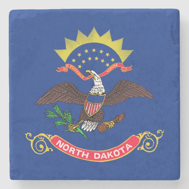 North Dakota State Flag Stone Coaster (Front)