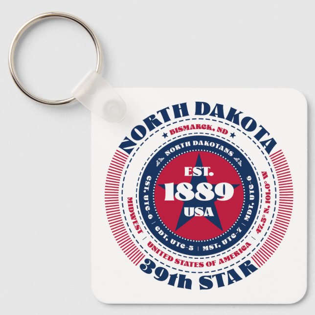 North Dakota State Keychain (Front)
