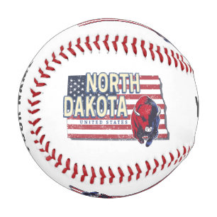 North Dakota State United States Retro Map Vintage Baseball