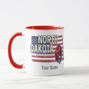 North Dakota State United States Retro Map Vintage Mug