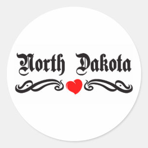 North Dakota Tattoo Classic Round Sticker