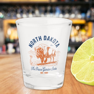 North Dakota The Peace Garden State Bison Shot Glass