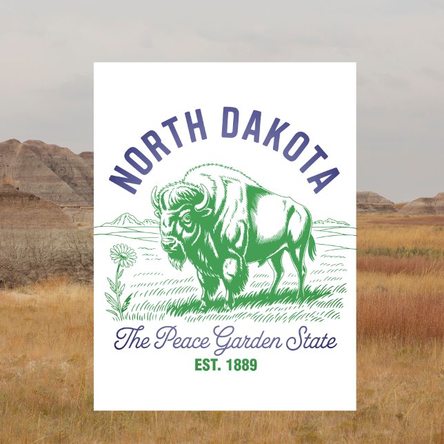 North Dakota The Peace Garden State Est. 1889 Postcard (North Dakota)