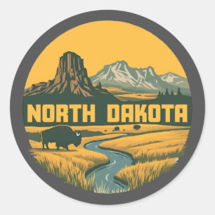 North Dakota United States of America Classic Round Sticker