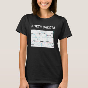 North Dakota Us State Map Highways Waterways Major T-Shirt