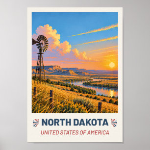 North Dakota USA – Vintage Travel Poster