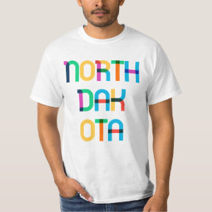 North Dakota Vintage Retro Pop Art Colourful 80s T-Shirt