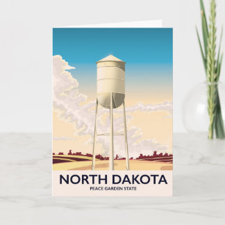 North Dakota Water Tower travel poster Holiday Card