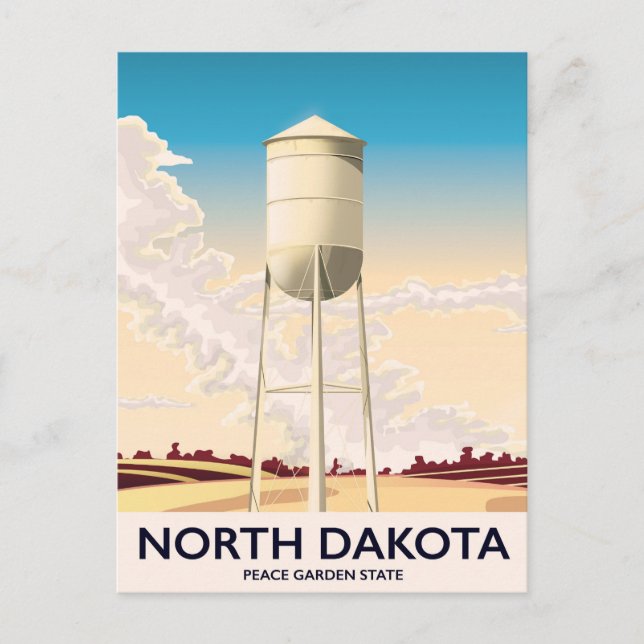 North Dakota Water Tower travel poster Postcard (Front)