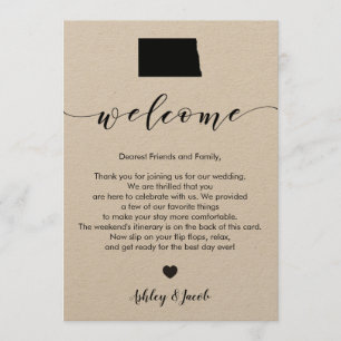 North Dakota Wedding Welcome Letter & Itinerary Programme