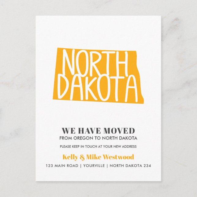 NORTH DAKOTA We've moved New address New Home  Postcard (Front)