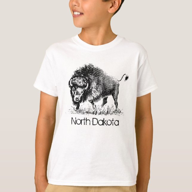 North Dakota with American bison T-Shirt (Front)