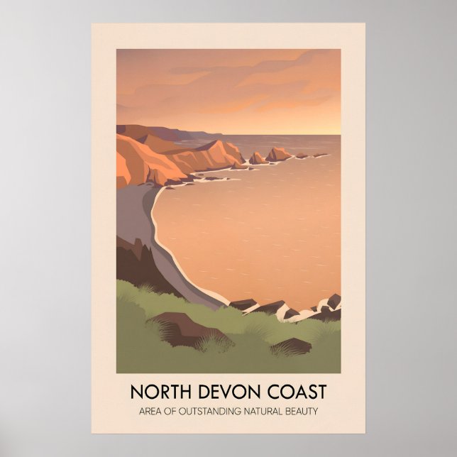 North Devon Coast AONB Travel Poster (Front)