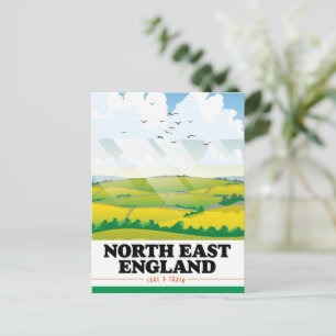 North East England travel poster. Postcard