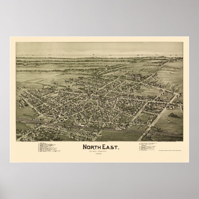 North East, PA Panoramic Map - 1896 Poster (Front)