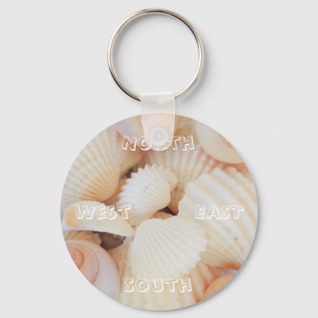 North East South West Compass Sea Shells Exotic Key Ring (Front)