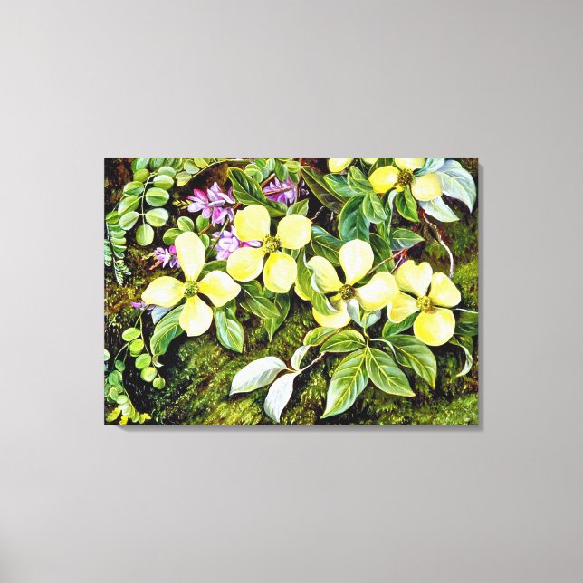 North - Flowers of a Dogwood and an Indigo, floral Canvas Print (Front)