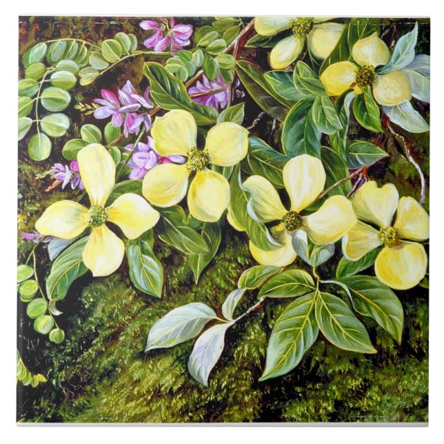 North - Flowers of a Dogwood and an Indigo Tile (Front)