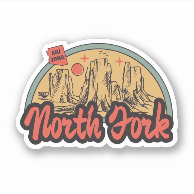 North Fork, Arizona  Sticker (Front)