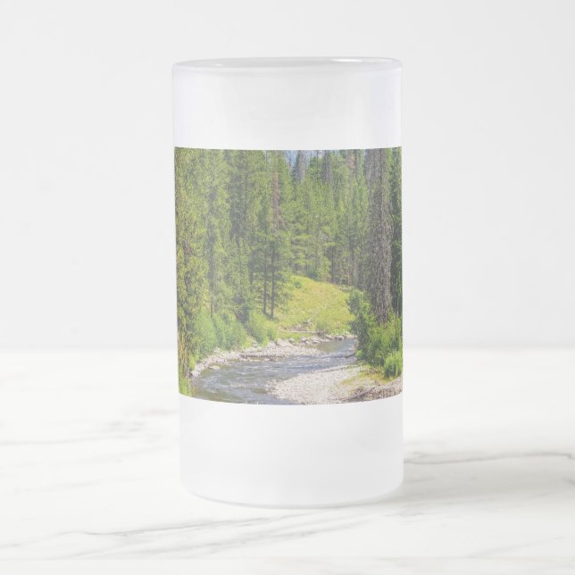 North Fork Shoshone River Frosted Glass Beer Mug (Center)