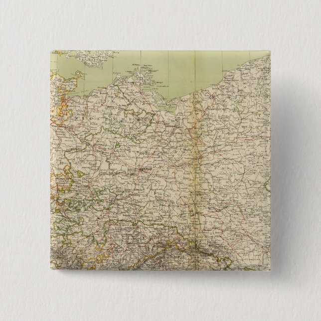 North Germany Atlas Map 15 Cm Square Badge (Front)