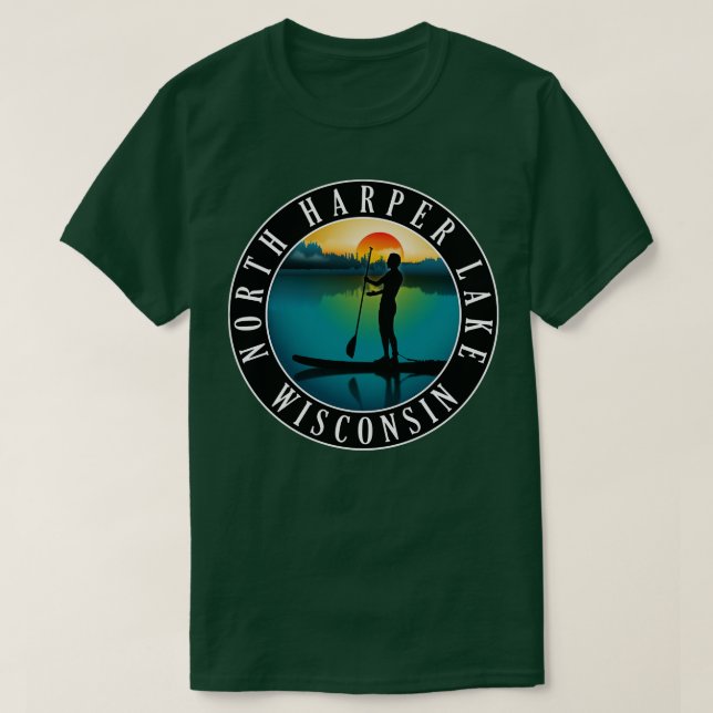 North Harper Lake Wisconsin Paddleboarding T-Shirt (Design Front)