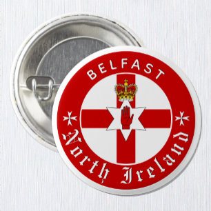 North Ireland Button, Belfast, Irish Ulster Flag 3 Cm Round Badge
