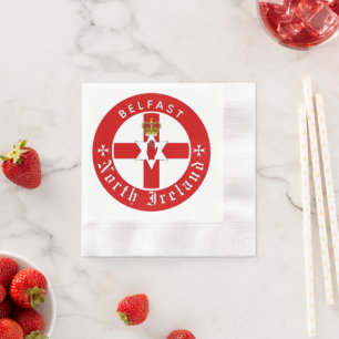 North Ireland Napkin, Belfast, Irish Ulster Flag Napkin