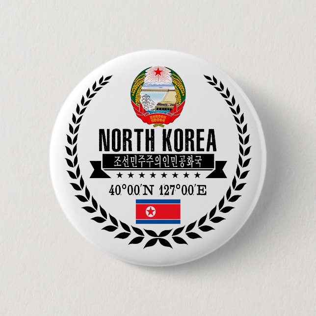 North Korea 6 Cm Round Badge (Front)