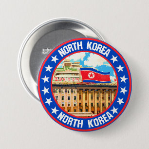 North Korea                                        7.5 Cm Round Badge