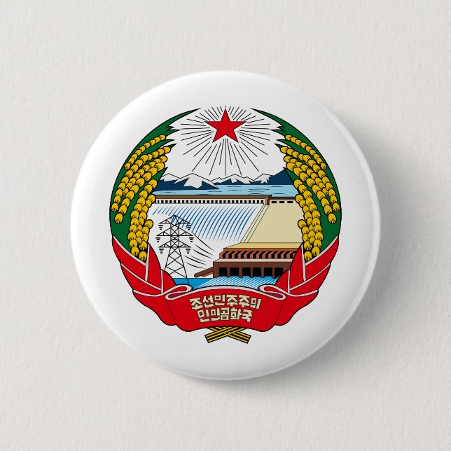 North Korea coat of arms 6 Cm Round Badge (Front)