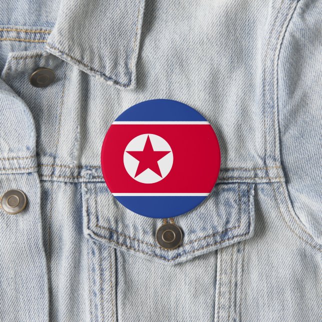 North Korea flag 7.5 Cm Round Badge (In Situ)