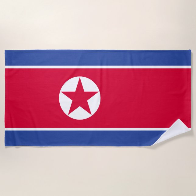 North Korea flag Beach Towel (Front)