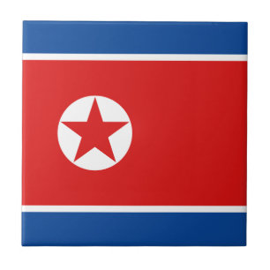 North Korea Flag Ceramic Tile