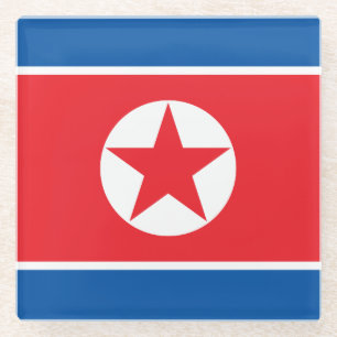North Korea Flag Glass Coaster