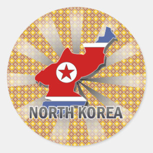 North Korea Flag Map 2.0 Classic Round Sticker