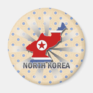 North Korea Flag Map 2.0 Magnet