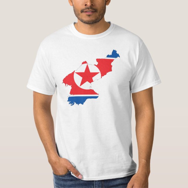 North Korea flag map T-Shirt (Front)