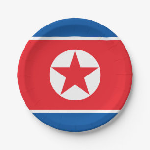 North Korea Flag Paper Plate