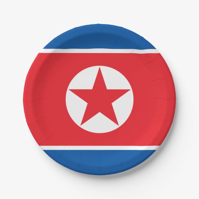 North Korea Flag Paper Plate (Front)