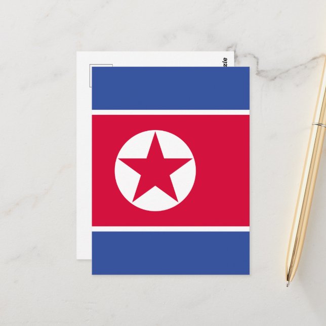 North Korea flag Postcard (Front/Back In Situ)