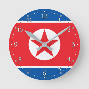 North Korea Flag Round Clock