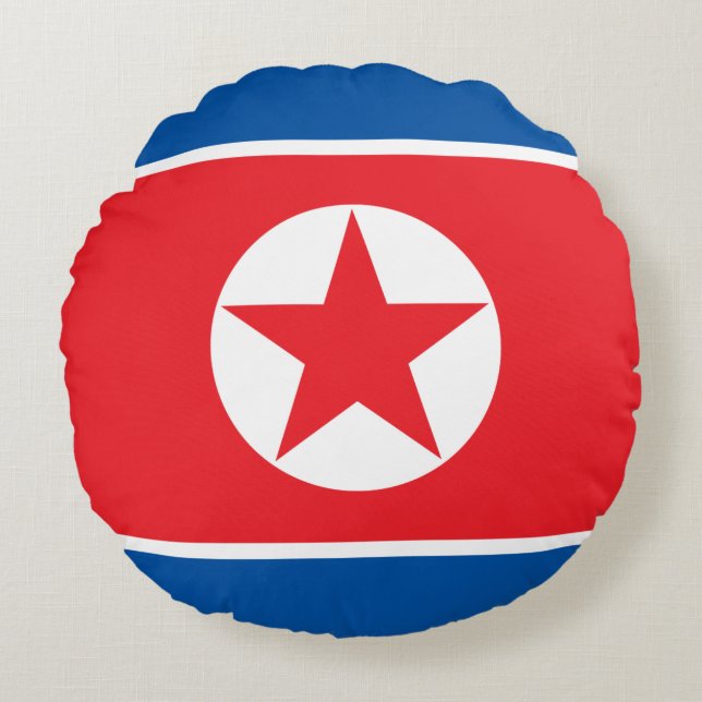 North Korea Flag Round Cushion (Front)