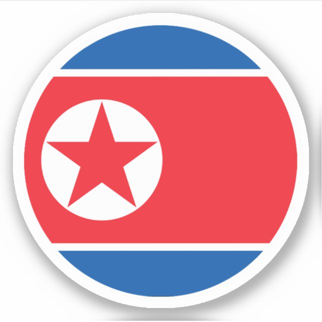 North Korea Flag Round Sticker (Front)