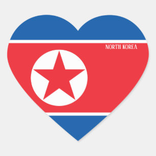 North Korea Flag Splendid Patriotic Heart Sticker