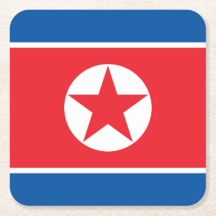 North Korea Flag Square Paper Coaster