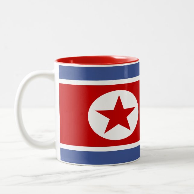 North Korea Flag Two-Tone Coffee Mug (Left)