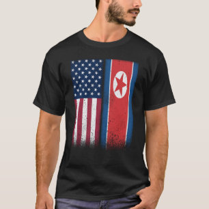 North Korea North Korean American Flags Proud USA T-Shirt